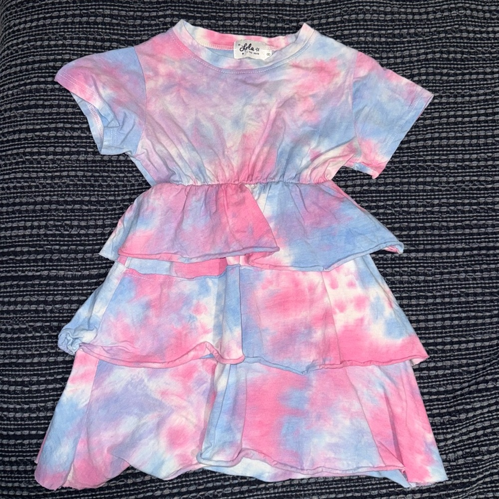 Lola and the Boys Cotton Candy Tie Dye ruffle Dress 8 100% cotton